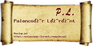 Palencsár Lóránt névjegykártya