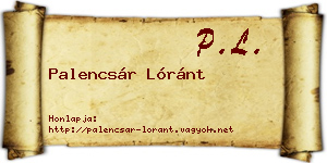 Palencsár Lóránt névjegykártya